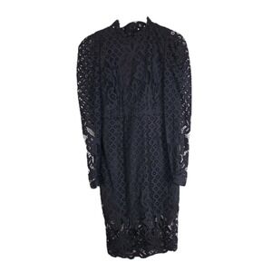 Bardot Womens Black Long Sleeve Midi High Neck Whimsigoth Coquette‎ Lace Sz 6